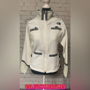 Women’s The North Face Rage 92 Coat Fleece Full Zip Long Sleeve White Jacket XS